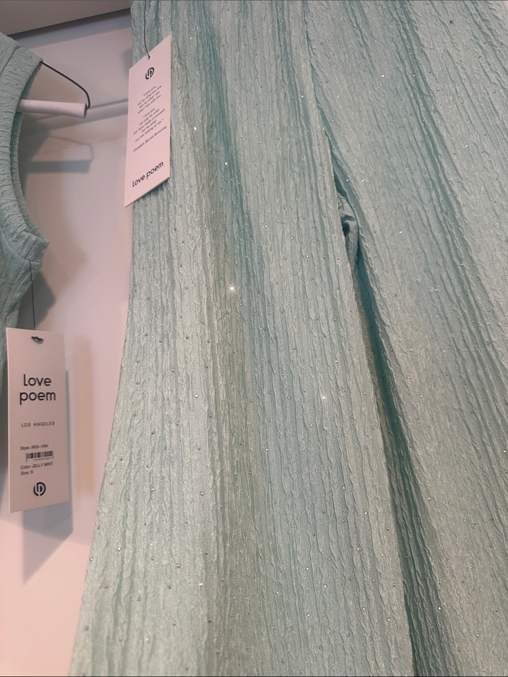 Love Poems Mint Wide-Leg Sparkle Trousers Set - Picture 8 of 8